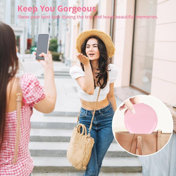 Led Lighted Folding Small Mirror with 3 Color Light, Large 4.8'' Rechargeable - Picture 8 of 16